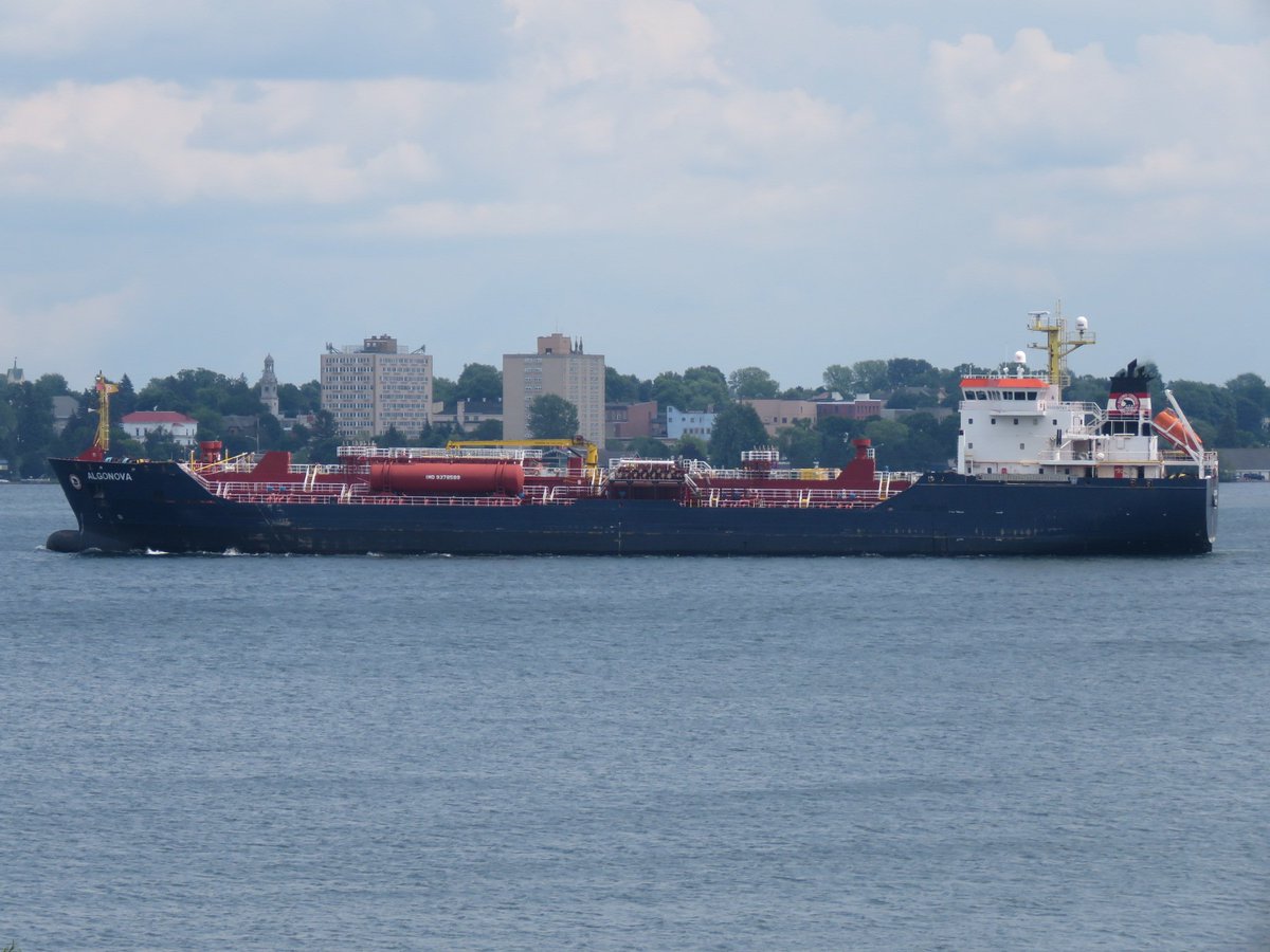 PrescottAnchor's tweet photo. 6 Jul 2019 down StLawrenceSeaway at Prescott ON 14h24 Algonova, oil/chemical tanker flagged Canada for Montreal, QC. #Algonova Algomaships #Seaway60 https://t.co/PI8nSltT89