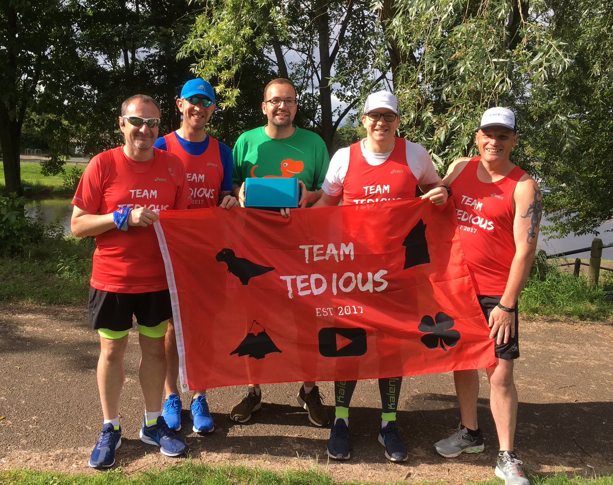 TediousTeam's tweet image. Congratulations to @This_is_Andyy on his 50th parkrun this morning. The lads came together at Tees Barrage parkrun to celebrate. The new team flag was unveiled too.