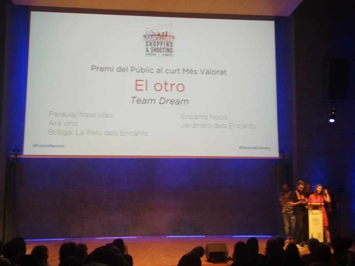 eixosbcn's tweet photo. Team Dream, autors de El Otro, guanyadors al Curt Millor Valorat pel Públic #cinemaicomerç #premisHermes https://t.co/05kqqTr7Of