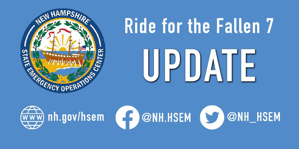 NH_HSEM's tweet photo. #Ride4Fallen7 UPDATE 20: The ride and memorial service has concluded. Together, and with your cooperation, today's event was a success. Over 3,000 motorcycles participated in the Ride for the Fallen 7 to remember those lives lost on June 21, 2019. #ReadyNH #NHHSEM https://t.co/z4t1VSKNTE