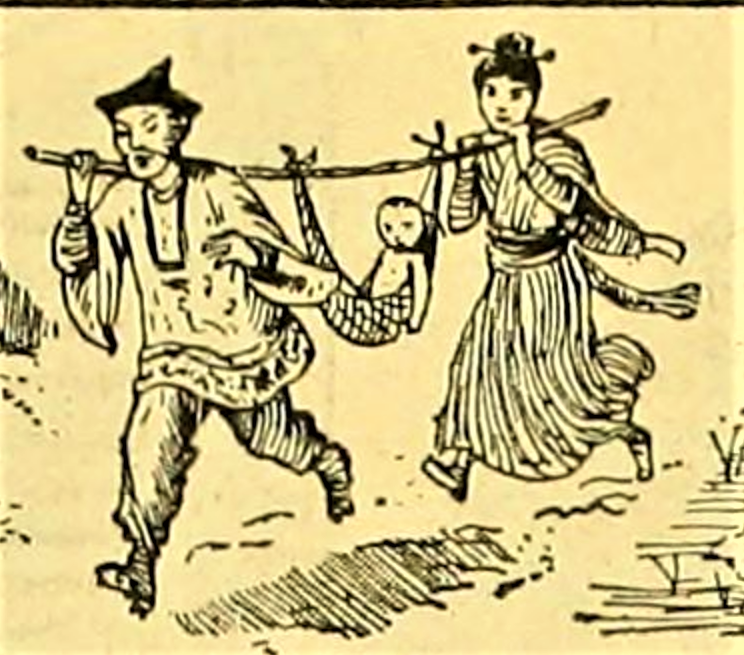 1900年頃の乳母車の広告。
乳母車を使わない子育ては古～いみたいなことだと思うが、ジャパンらしきとこのハンモック楽しそう。 