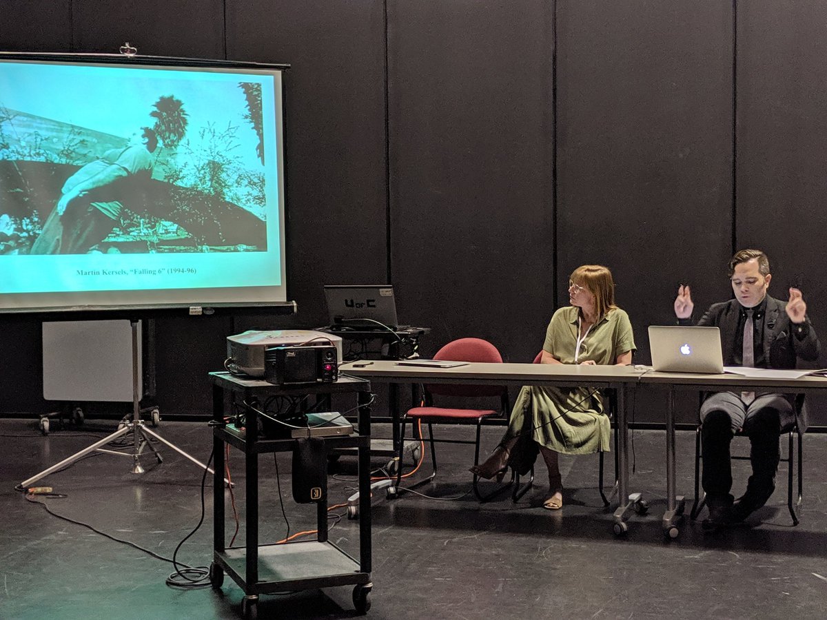 AndrewSalyer's tweet photo. "Failure and Elasticity: The Performative Politics of White Men Falling" #PSi25 #PerformingScholar #PerformingElasticity Thanks so much to our fantastic audience and moderator! https://t.co/Tfe3WCwFVf