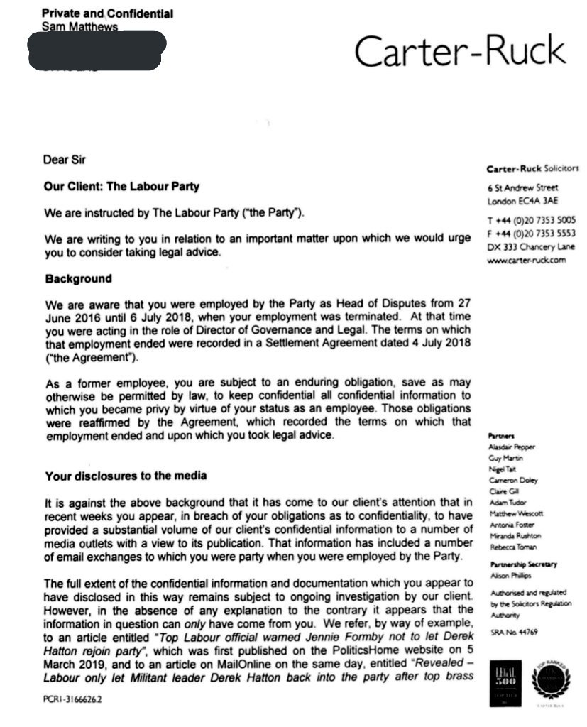 Image result for Labour legal letters on Panorama