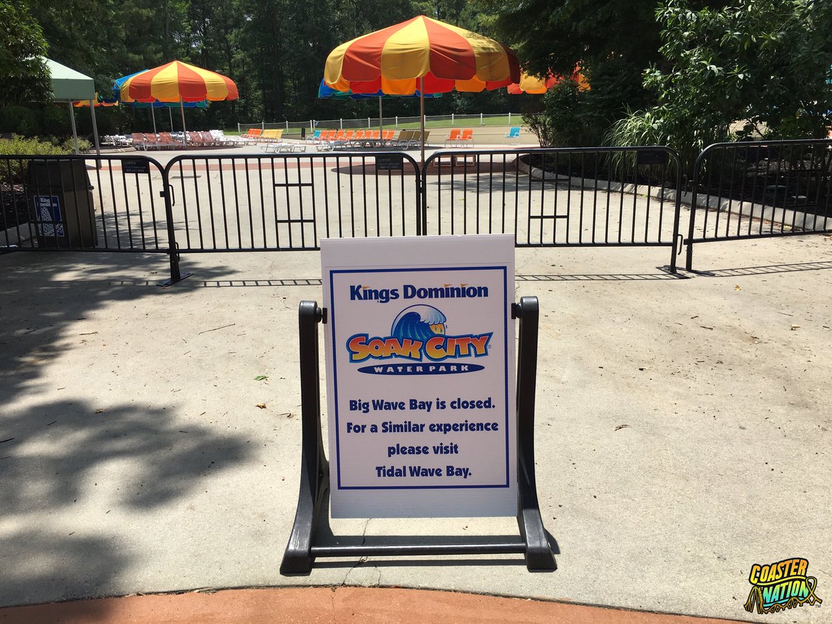 Coaster_Nation's tweet photo. Big Wave Bay has officially been marked as “Closed” on the the in-park sign at #KingsDominion’s Soak City Waterpark. 😞 🌊 ☀️

#RIPBWB #CoasterNation https://t.co/PRJrBgec3a