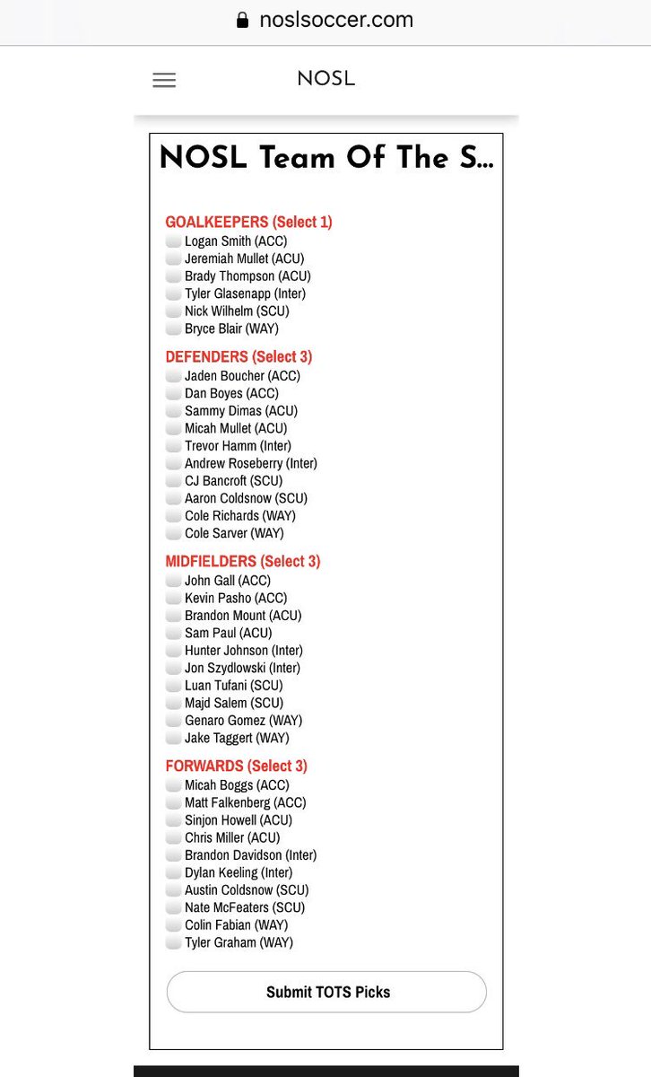 NOSL Team of the Season Voting is now live on noslsoccer.com/tots-voting! Voting ends Friday July 12 at 8pm