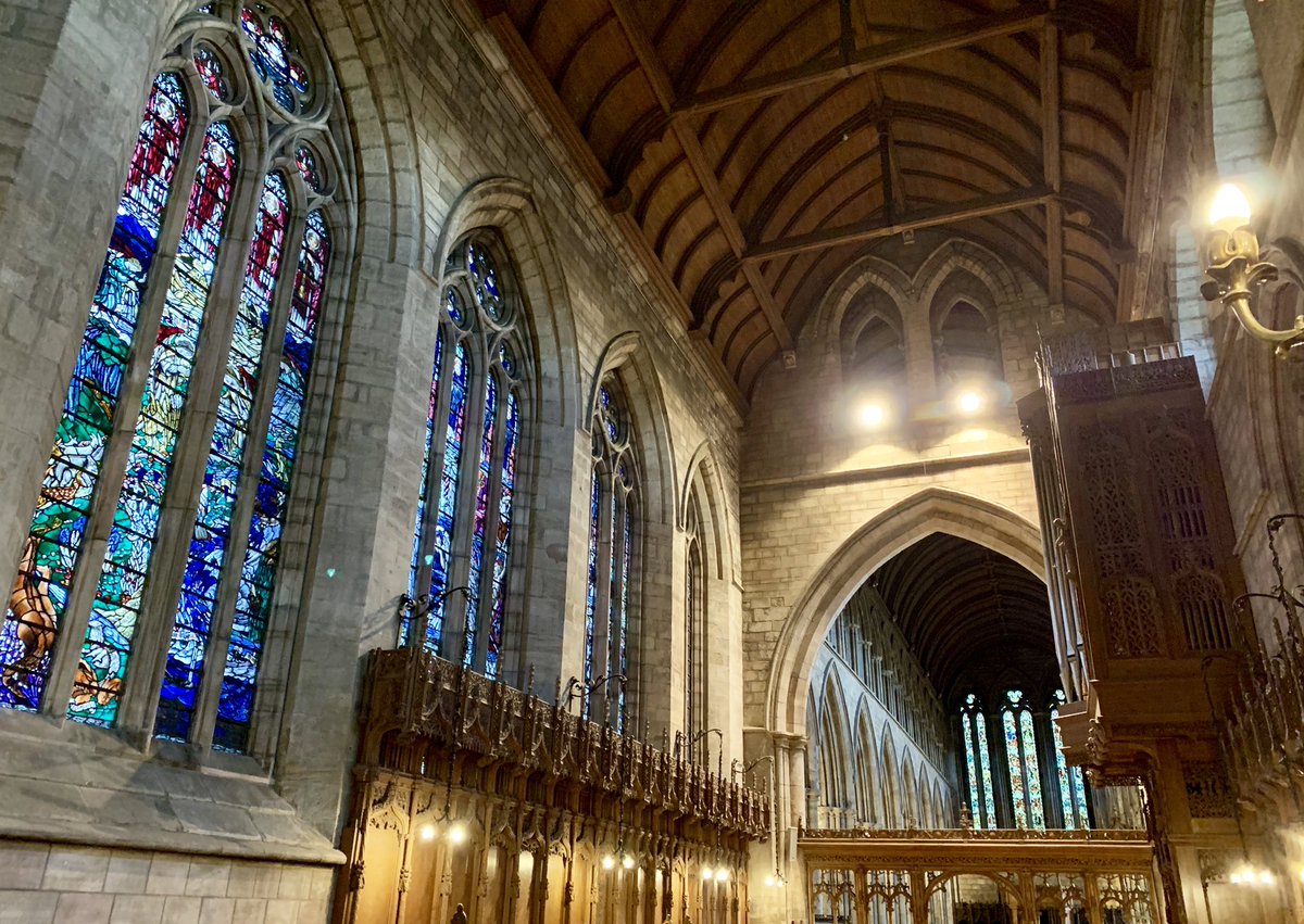Mojo_Orchestra's tweet photo. After a parade through Dunblane we had a proper start to our Festival by meeting our fellow festival participants from Canada & South Africa. We then got visit the Dunblane Cathedral built in the 11th Century. More tomorrow from Glasgow! #MojoInScotland #SatinStrings #SBFestival https://t.co/vNd7Siqg1g