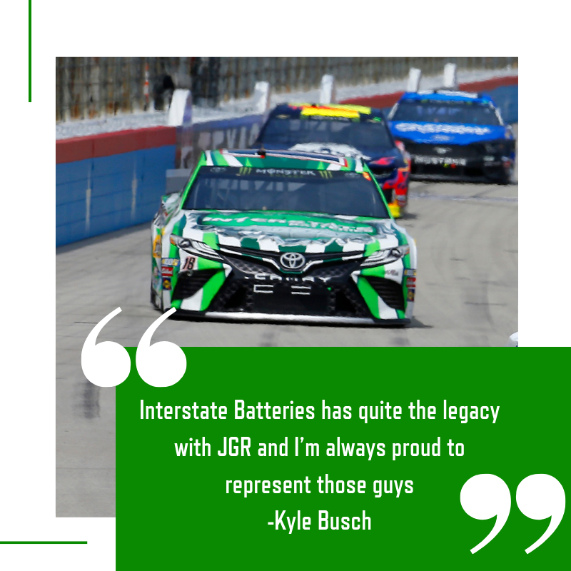 interstatebatts's tweet image. ⚡

Good luck to @KyleBusch and @JoeGibbsRacing today in the #CokeZeroSugar400! 

#NASCAR | @DISupdates