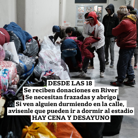 LANACION's tweet photo. IMPORTANTE, DIFUNDIR 🙏
Hoy va a ser una de las noches más frías del año. Compartí esta información con tus amigos y ayudá a quienes más lo necesitan. https://t.co/Bfk4nDKiyz