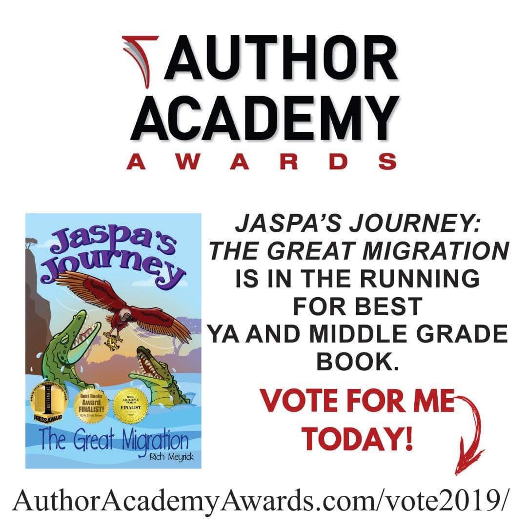 JaspaJ's tweet photo. Jaspa’s Journey: The Great Migration has been nominated in the for The YA and Middle Grade category of the Author Academy Awards. Please Vote at https://t.co/eGzaI7J5Dl (scroll across to section 16 and down to the bottom of the list) Thanks, we really appreciate your support. https://t.co/GgbNgiGcOn