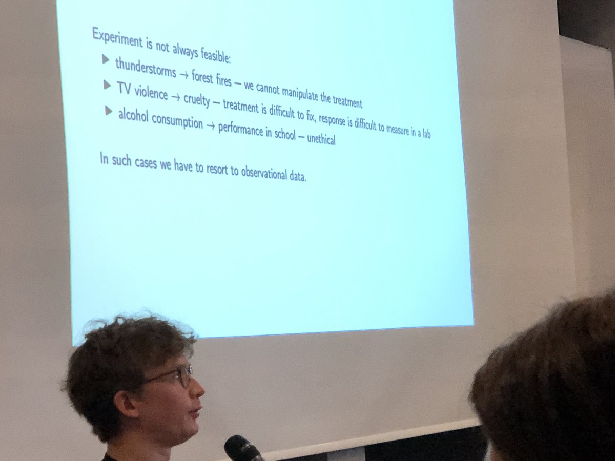 Amazing talk by Eugene Riabenko on causal inference &amp; tons of witty examples one can and cannot afford. #mlhep2019 bit.ly/2FSfa6j
