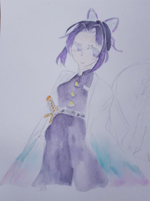 ふじさんがTwitterに投稿した胡蝶しのぶ(鬼滅の刃)のイラスト。