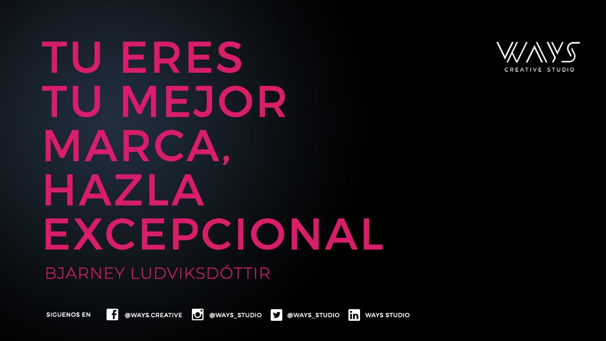 ways_studio's tweet image. “Tu eres tu mejor marca, hazla excepcional.”💭
Bjarney Ludviksdóttir, estudió cine, dirección y  Marketing Internacional. Empresaria y experta en la creación de marcas para mujeres. 
.
#design #womandesign #inspiration #diseño #diseñográfico #frases #mujeresdiseñadoras