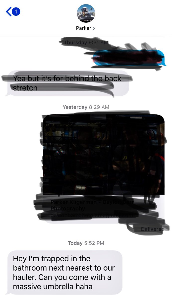 HudsonHall's tweet image. Hey @pkligerman, I’m on the way! #UmbrellaDelivery #PRProblems #NASCAR