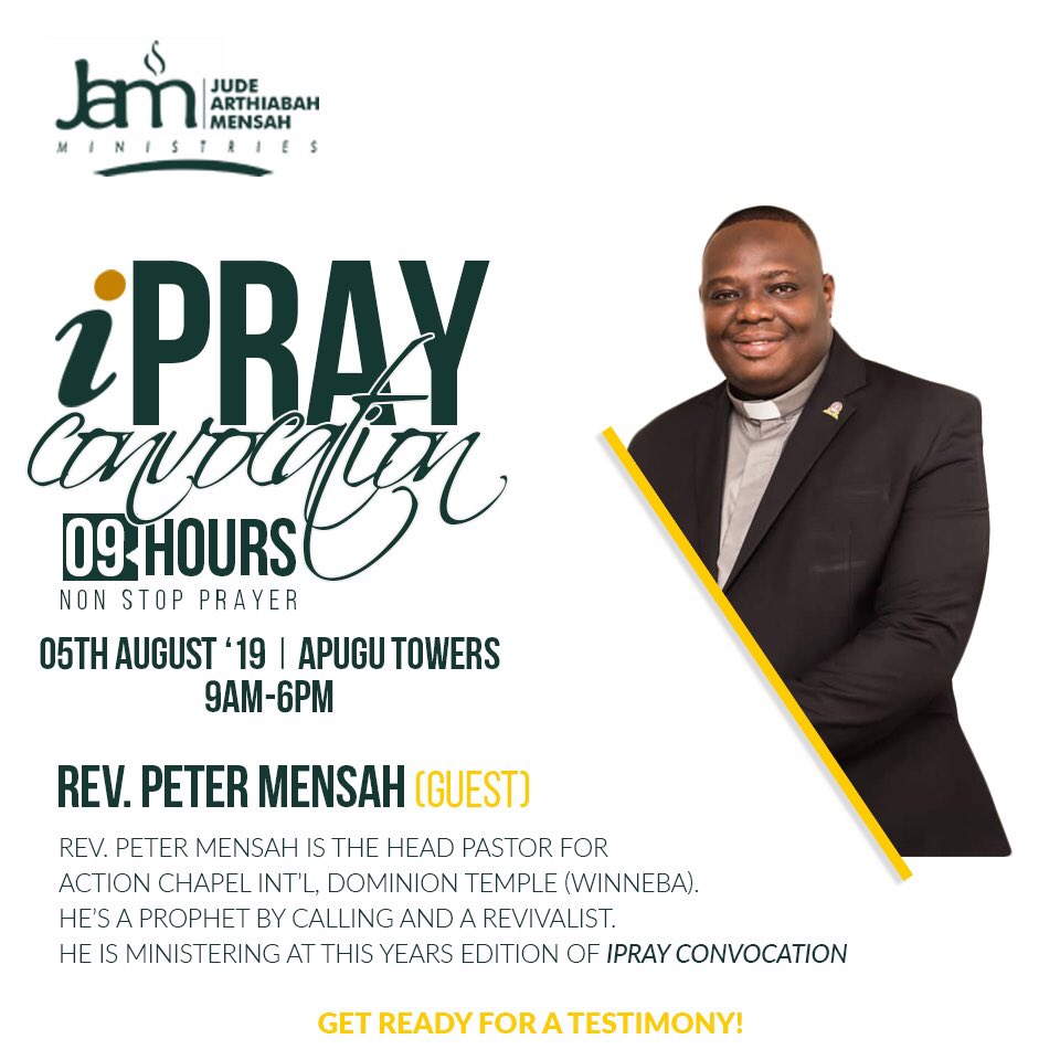 Jamministries1's tweet photo. A quick Reminder!
I know and believe you also know that on the 5th of August, 2019 is a holiday and besides #JamMinistries is Hosting a 9Hour Nonstop prayers Dubbed; #iPrayConvocation
Let’s make time for prayer that yield results!
#iPray
#August
#Prayer
#Results https://t.co/GXLH7KerVs