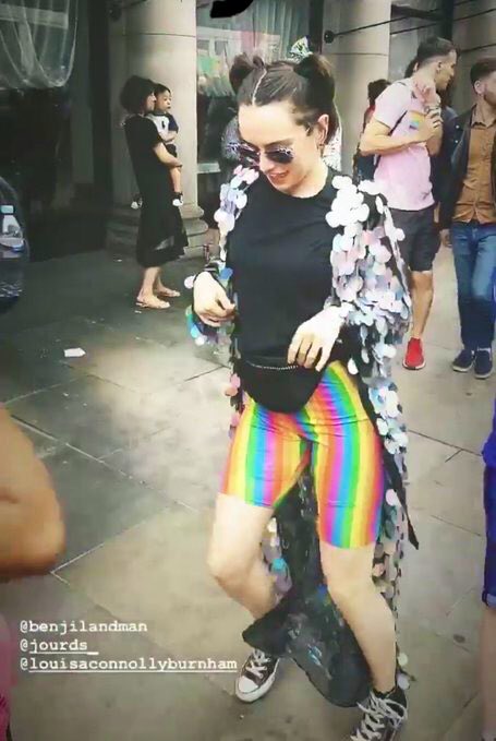 chelsea on X: no cops at pride just daisy ridley wearing rainbow pants and  a sequence cardigan  / X