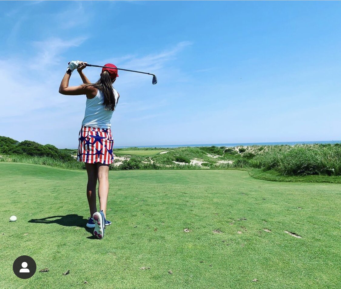 Looking like a firecracker in her Nautical Skort and White Performance Polo! ❤️🇺🇸💙 #segolf