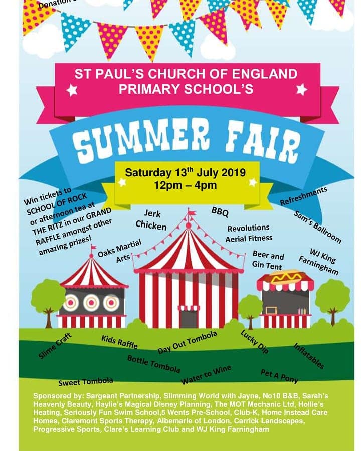 StPaulsFOSP's tweet photo. #summerfair #charityevent #swanleyvillage #dartford #hextable #wilmington #swanley #kent #charity #petapony #jerkchicken #bbq #dancing #taekwondo #martialarts #aerialfitness #eggthrowing #hookaduck #schoolofrock #teaattheritz #ritz #cashprize #londonbustour #cinemahamper https://t.co/zXM7gEJ2Gl