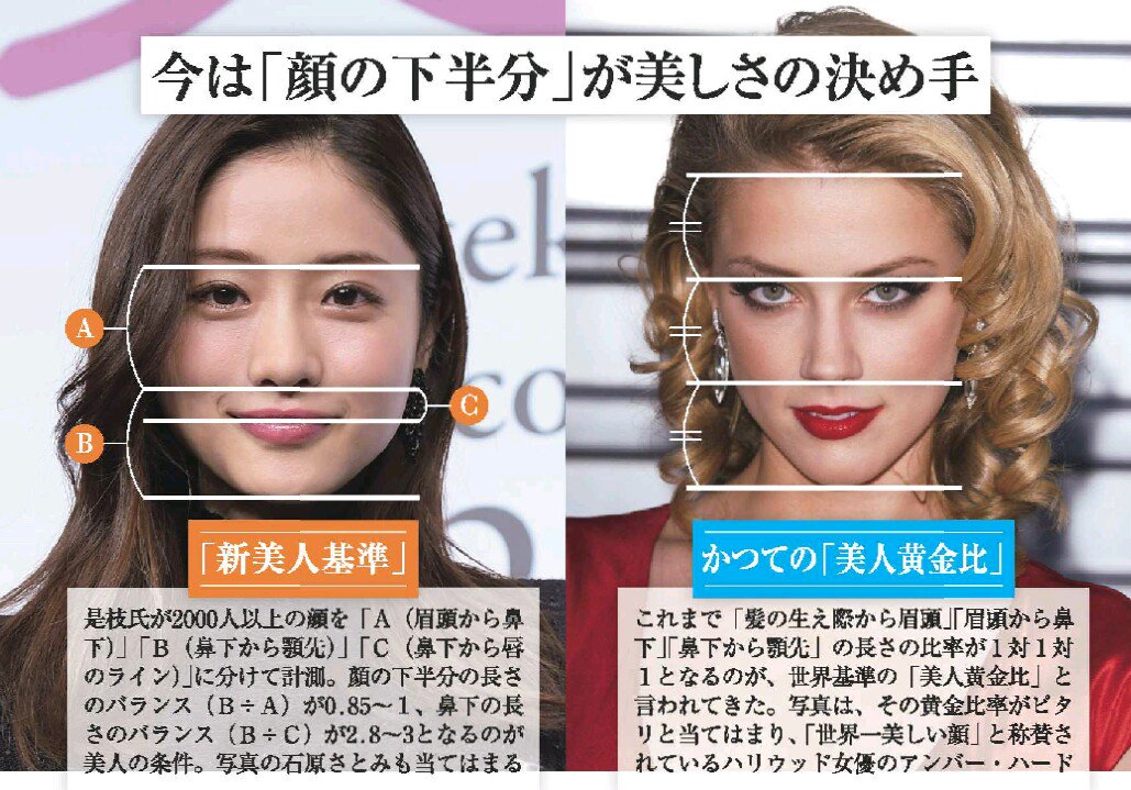 パステルしこめ 2nd 今まで美人黄金比が基準とされてきましたが 顔を3分割した際にすべて均等な長さというのは 欧米人の ように立体感のある顔には合いますが 日本人のようにのっぺりした造形だと顔が長く見えます 最近の研究では 日本人は鼻下から顎先