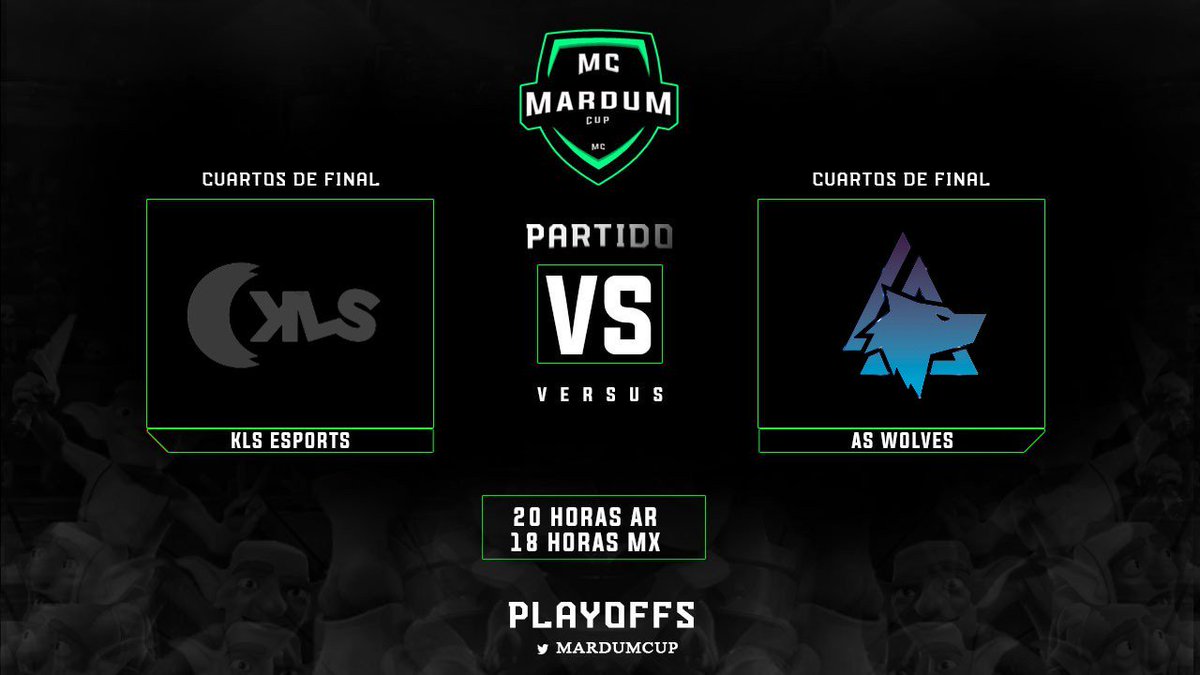 #MC | MATCHDAY

CUARTOS DE FINAL

⚔ KLS eSports • AS Wolves
📆 06/07/19 
⏰ 20:00 🇦🇷 | 🇲🇽 18:00
