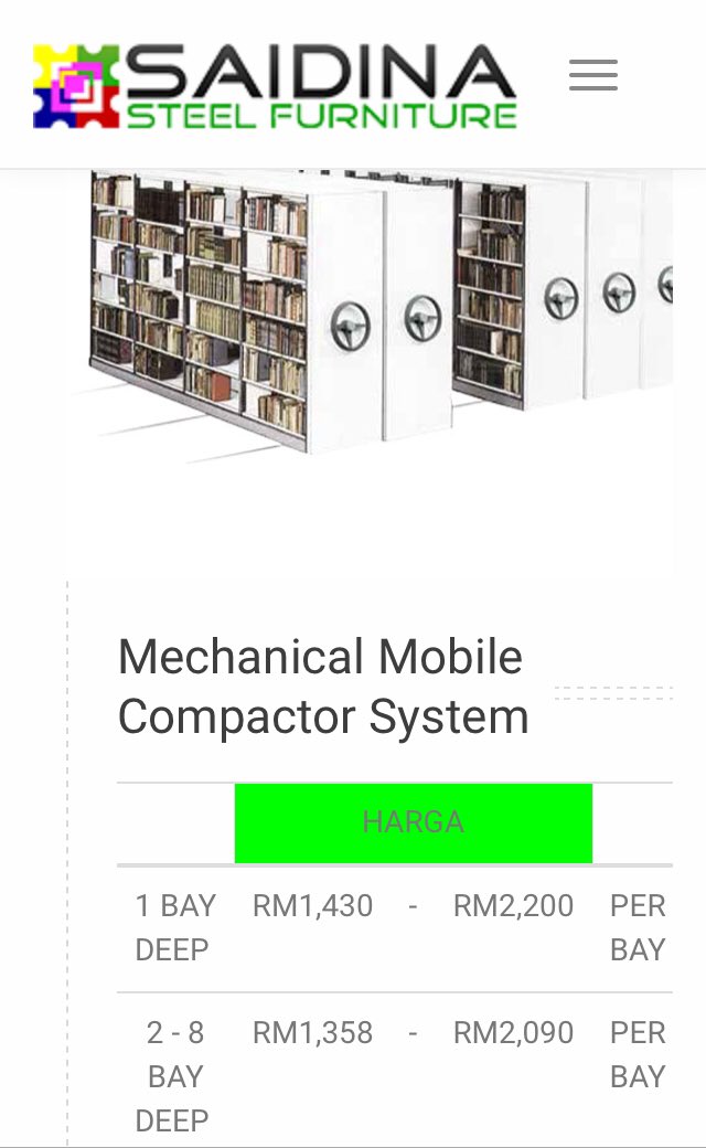 saidinagroup's tweet image. Mechanical Mobile Compactor | Kabinet / Almari Fail Boleh Padat jimat ruang

017-2666047

steel.saidina.com.my/products/compa…

#MobileCompactor #MechanicalMobileCompactor #MobileCompactorSupplier #PembekalKabietPejabat #PembekalAlmariPejabat #AlmariFail #OfficeCabinet #OfficeCabinetSuppliet
