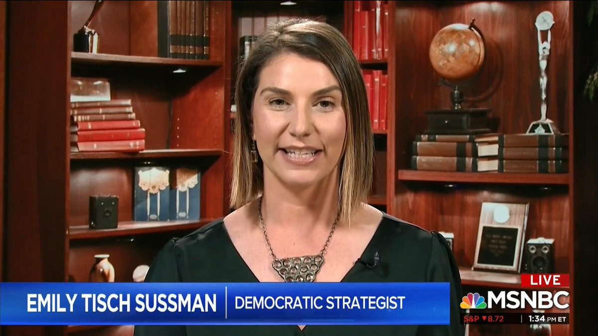 4/ And it's not just  @FoxNews folks who live in the nook. Here's Democratic Strategist  @EmTSuss appearing on  @MSNBC…from the same library nook. Same plant, same plaques, same globe, but the Brownie box cameras are different models. Everyone has Brownie box cameras.