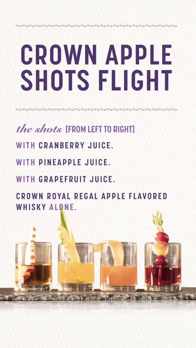 marissamarrero's tweet photo. This shots flight...😍😍😍 #CrownRoyal Apple #shots #yum #weekend #happyhour #whiskey #diageorep https://t.co/OIbYz8CL0a