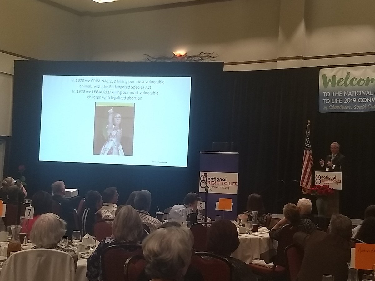 myrnaflynn's tweet image. "In 1973 we criminalized killing our most vulnerable animals with the Endangered Species Act...we legalized killing our most vulnerable children with legalized abortion." -@Dadkurt @nrlc #NRLC2019