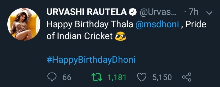 Bollywood Actress Urvashi .. Who doesn't have Crush on her ;)  #HappyBirthdayDhoni