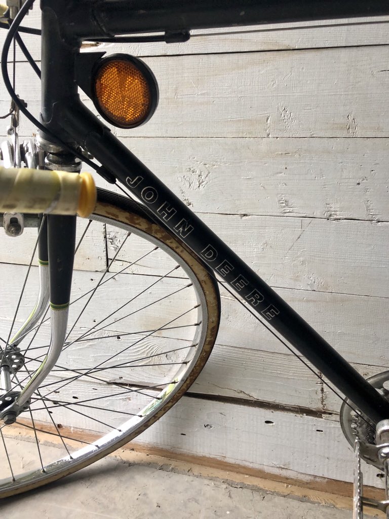 Travis_Neufeld's tweet image. My uncle gave me this sweet, mint condition, vintage 1973 @JohnDeere bike complete with operators manual still sealed in the original packaging! #mensracer #keepinit