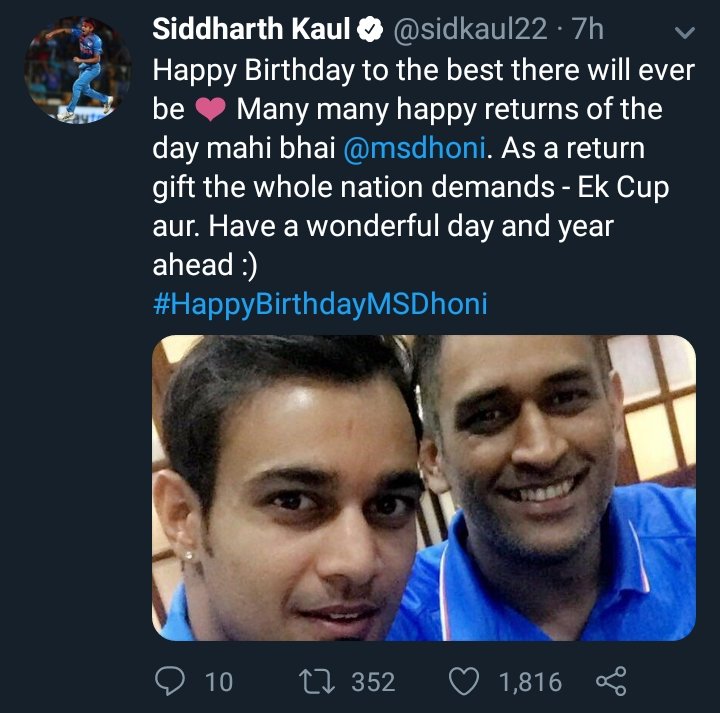 Siddharth Kaul Wishes!  #HappyBirthdayDhoni