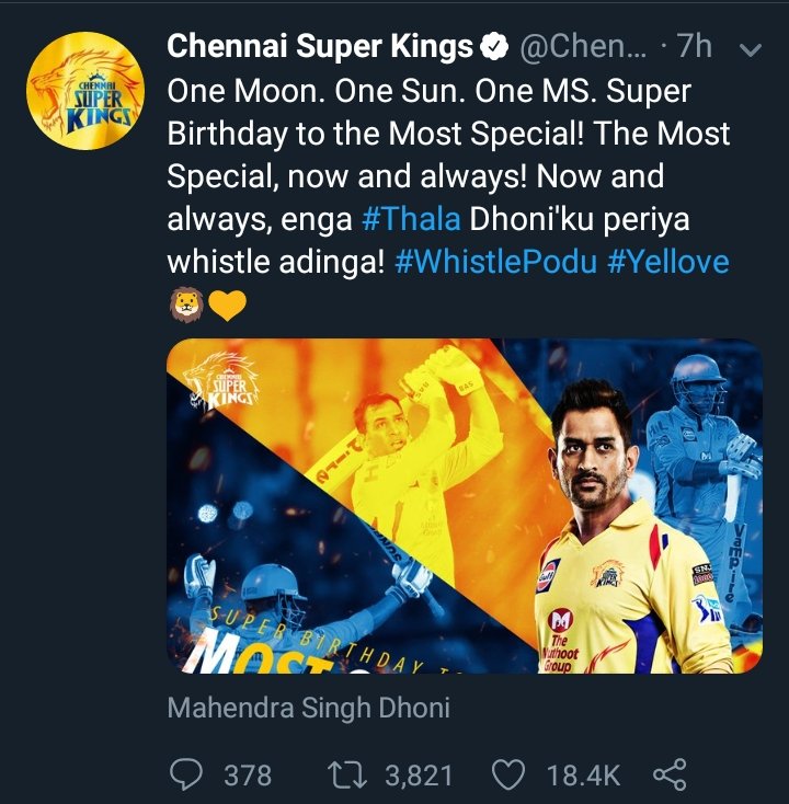  @ChennaiIPL in Style!  #HappyBirthdayDhoni