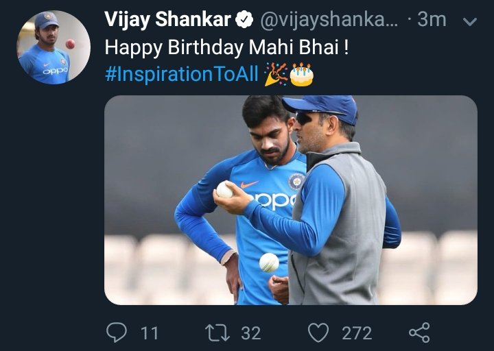 Vijay Shankar wishes!  #HappyBirthdayDhoni