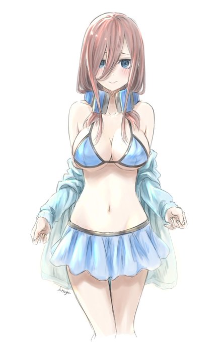 MiさんがTwitterに投稿した中野三玖(五等分の花嫁)のイラスト。
