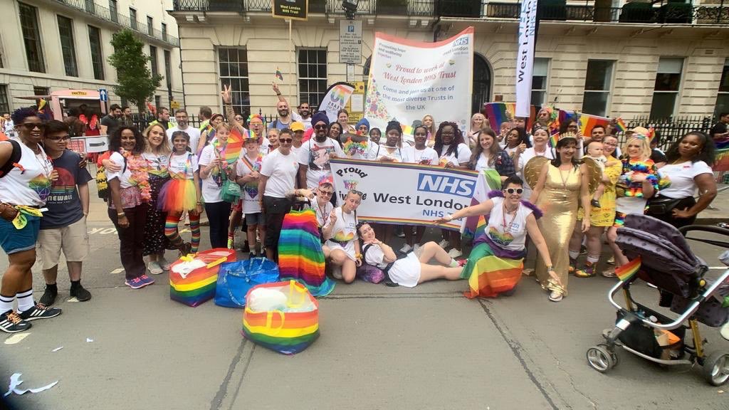 So proud to have been in the Pride march again with the wonderful West London NHS Trust. Lucky to work in a trust which is truly inclusive, diverse and values driven.