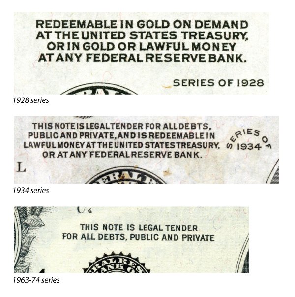 Here's an example showing how, despite authority resemblance https://unenumerated.blogspot.com/2016/07/artifacts-of-wealth-patterns-in_15.htmlthe fundamental nature of U.S. dollars radically changed over the course of the 20th century. They look very similar, but the kind of money they represent is radically different.ht  @jp_koning