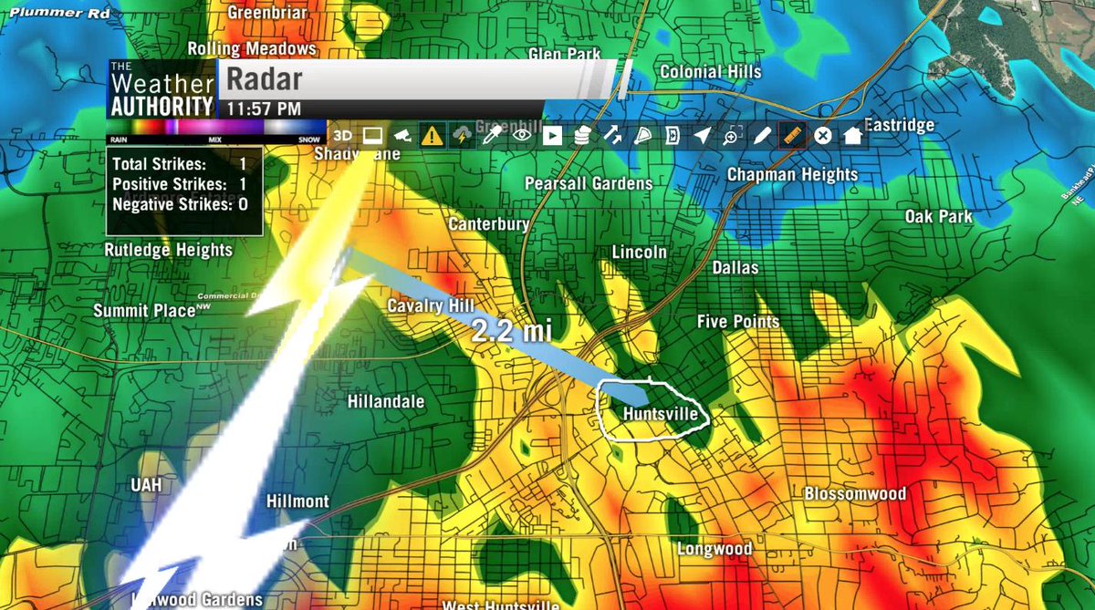 ChristinaWSBwx's tweet photo. I'm still @whnt working on an earthquake article and I just heard a soul-shaking "BOOM!" Positive #lightning strike occurred about 2 miles from the station (and near the @UAHSWIRLL campus)... Current situation: I may need new pants... #LocalStormReport #ValleyWx #ALwx #HUNwx https://t.co/aZwW4w1Iqz