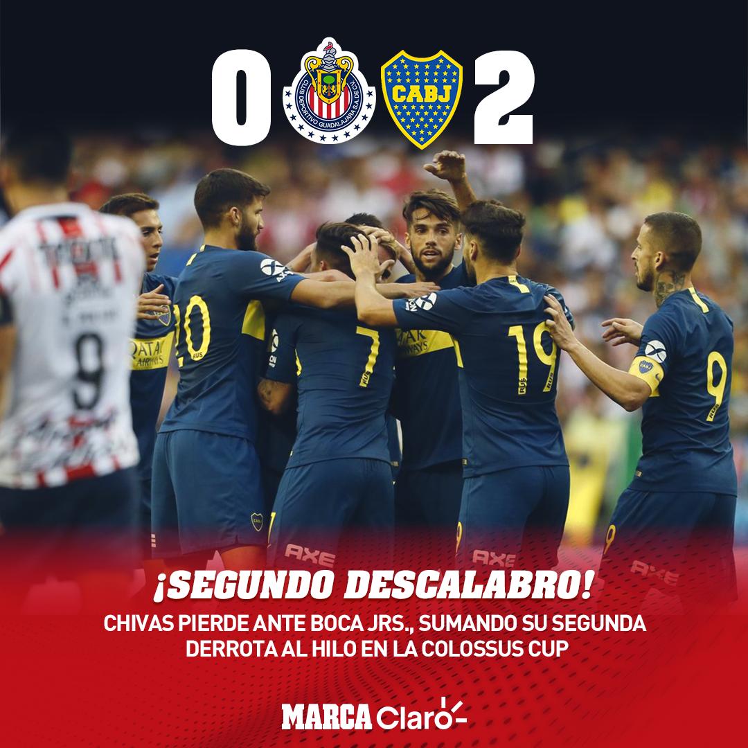 ClaroSports's tweet photo. ¡EL 'REBAÑO NO PUDO!🐐🚫
.@Chivas cayó ante @BocaJrsOficial en su segundo duelo de la #ColossusCup 🤦🏻♂️🤦🏻♀️
Los goles fueron de Mac Allister y Benedetto⚽️
https://t.co/ODK25r0Mpj https://t.co/fpuZxYZ0pb