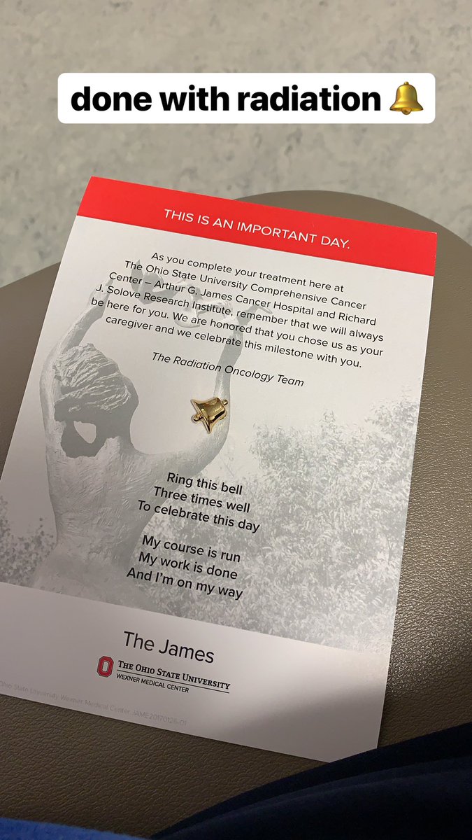 i didn’t put this on twitter yet, but earlier in the week i had my last radiation. cancer free