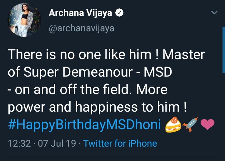 Archana Vijaya wishes!  #HappyBirthdayDhoni