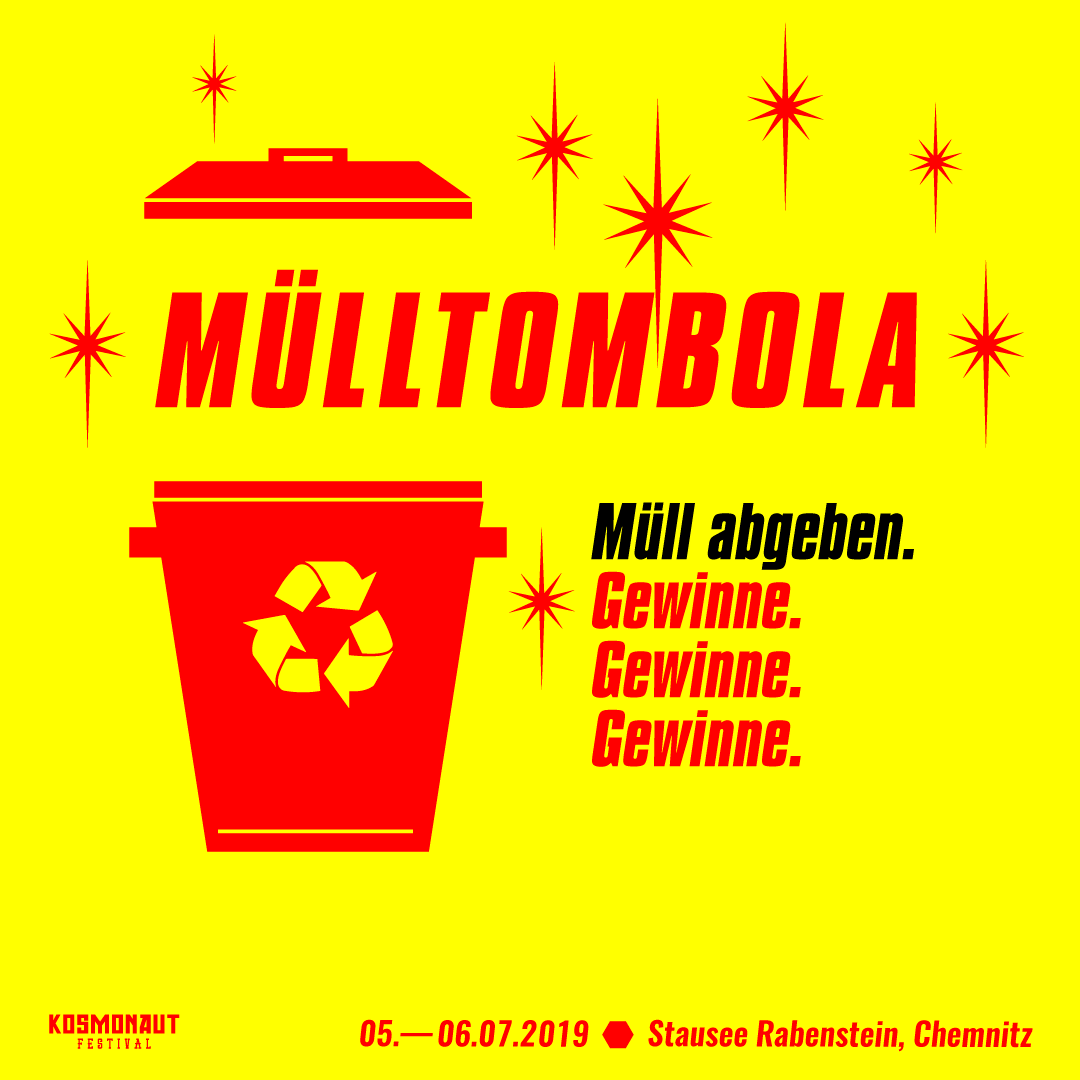 Guten Morgen liebe Kosmonauten, geht’s euch gut? Was für ein Wochenende! 🔥🔥 #kosmonaut19
Auch wenn der Kater groß ist, denkt bitte daran, dass ihr das Campinggelände ordentlich verlasst ☝🏼 
Stichwort: Mülltombola (gibt auch was zu gewinnen) &amp; Foodsharing auf dem Zeltplatz ⚠️