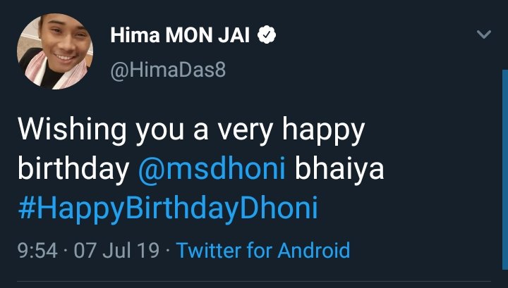 Hima Das Wishes!  #HappyBirthdayDhoni