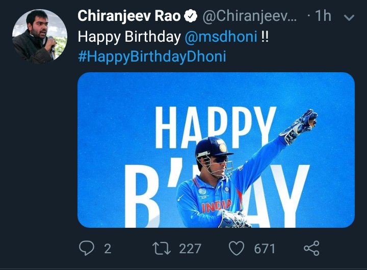 Chiranjeev Rao wishes!  #HappyBirthdayDhoni