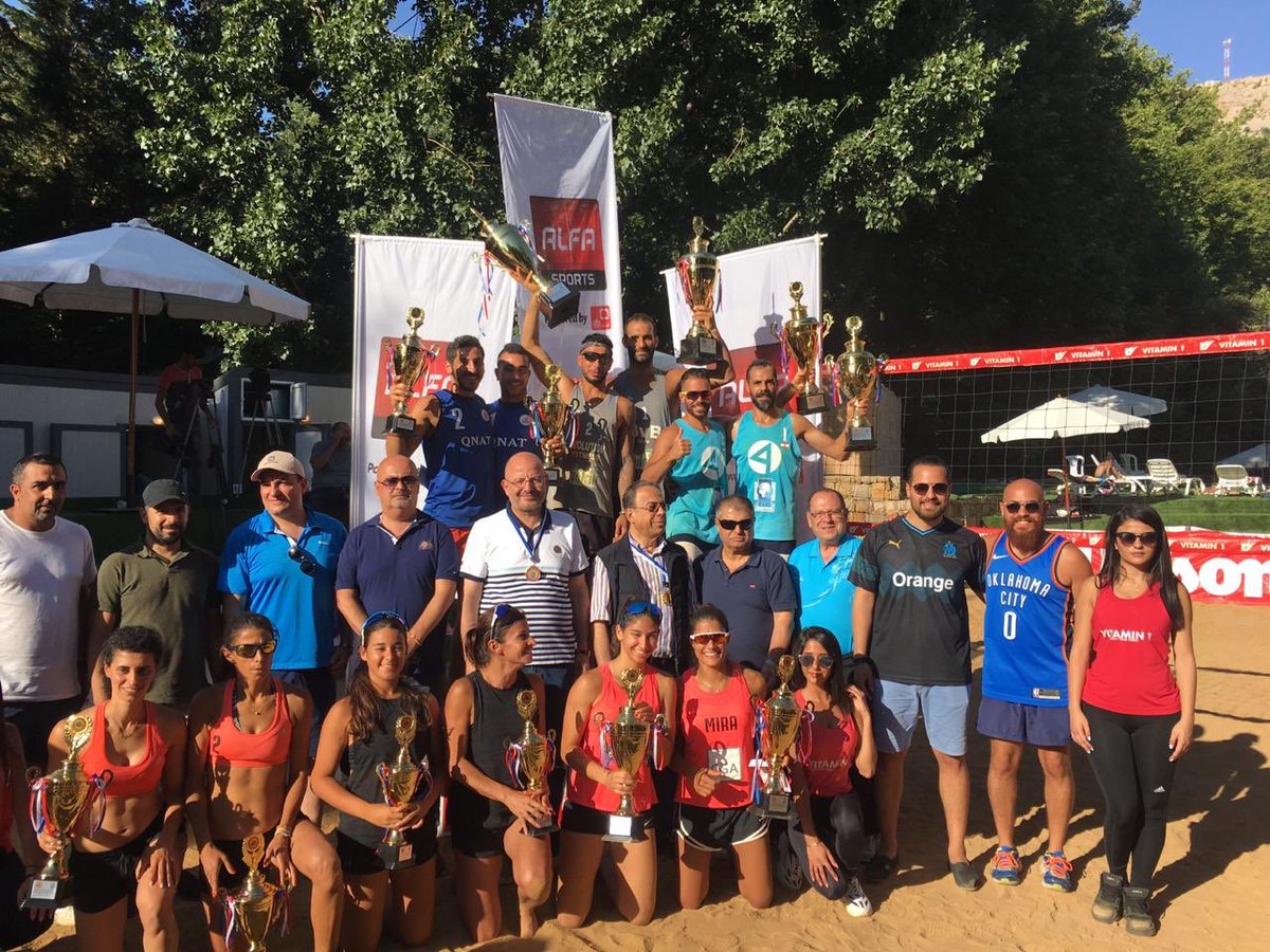 AlfaSportsApp's tweet photo. Congratulations to all the winners 🏆 in Alfa Beach Volleyball Championship 2019 🏐 #FLVB
🙎♂️🥇Elie Abi Chedid / Joe Azzi
🙎♂️🥈Nader Fares / Chafic Saliba
🙎♂️🥉Ibrahim Hadad / Karim Said
🙍♀️🥇Mira Adra / Aya Maria Matar
🙍♀️🥈Zeina Rawas / Angela Saad
🙍♀️🥉Lyn Moussa / Tia Moussa https://t.co/yolbHLJdZn