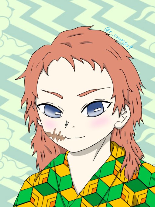 楪舞さんがTwitterに投稿した錆兎(鬼滅の刃)のイラスト。