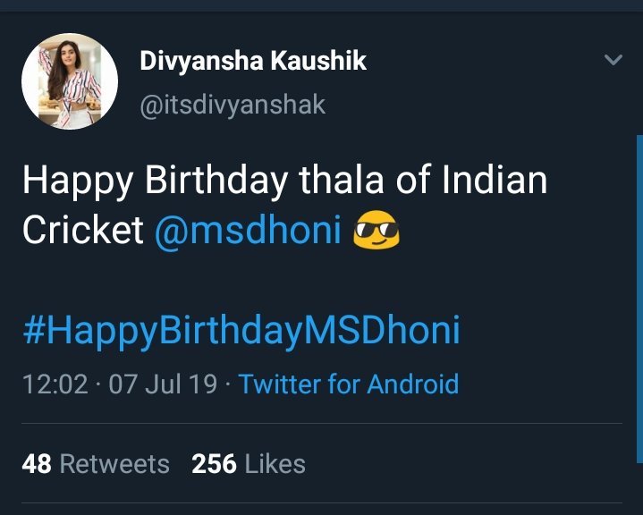 Actress Divyansha wishes!  #HappyBirthdayDhoni