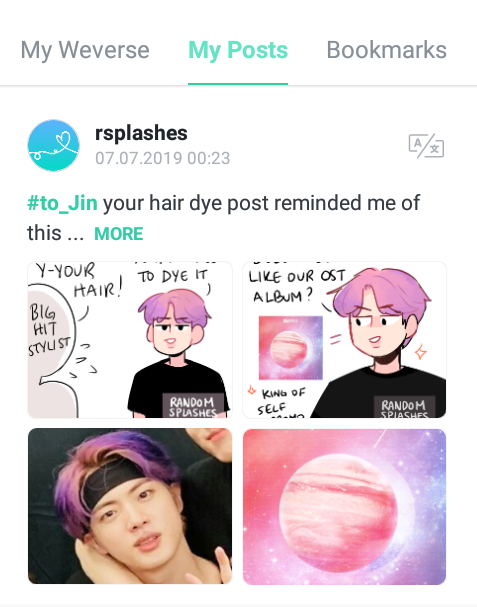 updated with seokjin's purple hair appreciation art post (find me via hashtag #/randomsplashes)! 