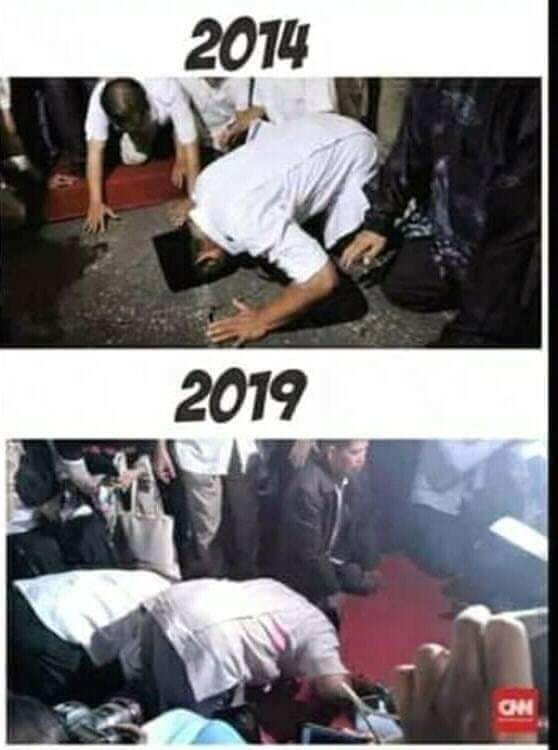 Satu-satunya hal yg tdk bisa ditiru org lain adlh kemuliaan hati Prabowo. Setiap kali Jokowi menang, beliau lah yg pertama kali sujud syukur. Luar iasa ya 😅