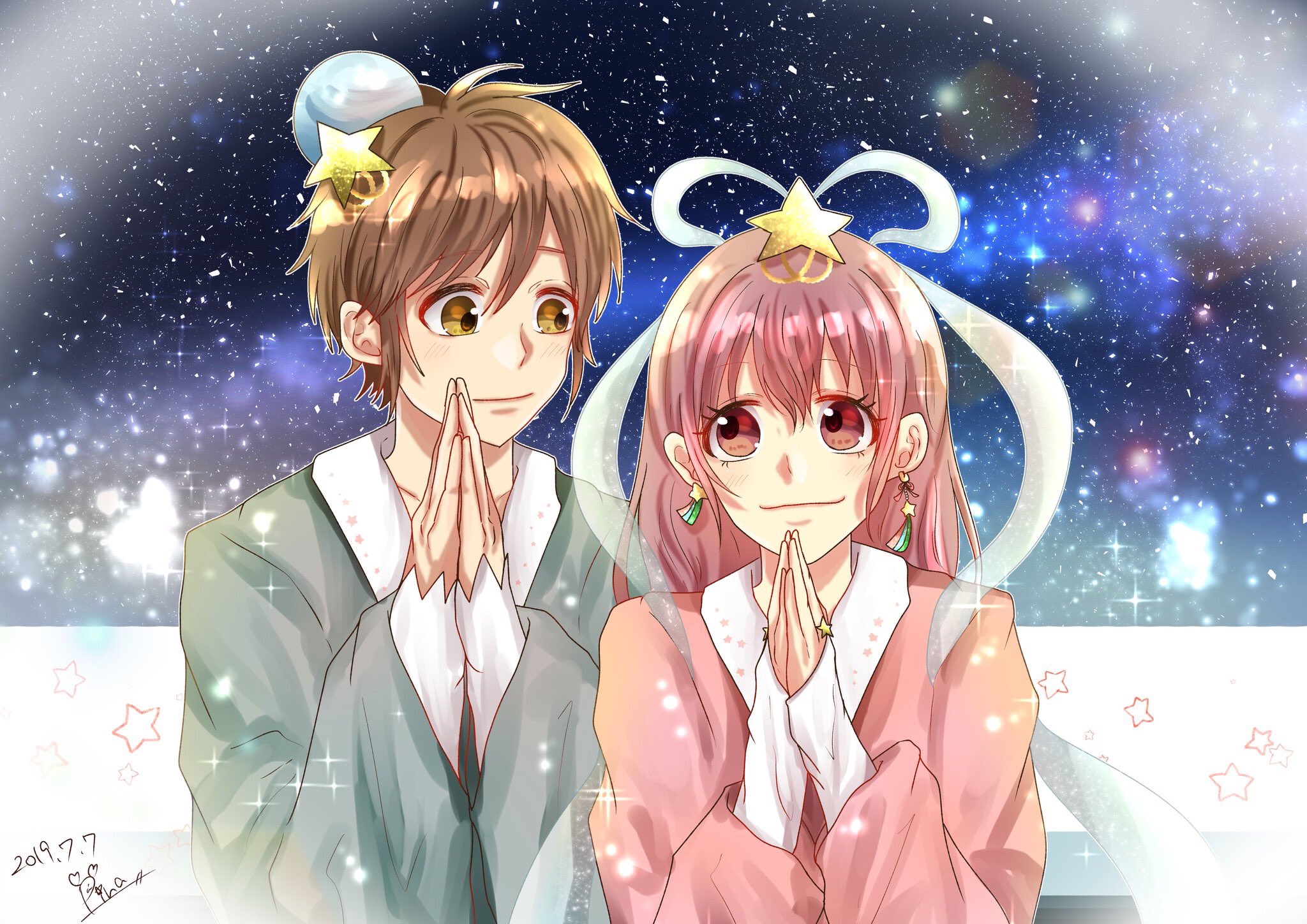 ぴな A Twitteren 星に願いを ずっと一緒に 七夕 織姫 彦星 Honeyworks 少しでもいいなと思ったらrt T Co Cnbauvdosh Twitter