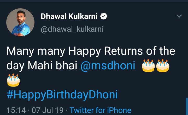 Dhawal Kularni wishes!  #HappyBirthdayDhoni