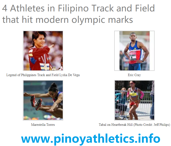 pinoyathletics's tweet photo. 4 Athletes in Filipino Track and Field hit modern olympic marks #2016PhilippinesOlympics #2020PhilippinesOlympics #ChloeKennedyIsleta #EduardoBuenavista #EricCray #FilipinoTrackandField #HenryDagmil #LermaGabito #LydiadeVega #MarestellaTorres #MaryJoyTaba https://t.co/XeUcotgh3F https://t.co/LdIin3V3zE